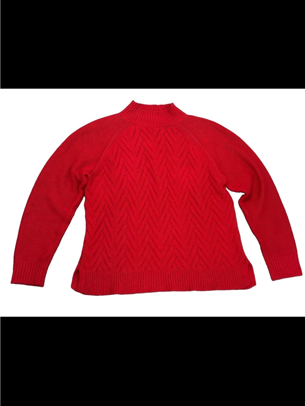 Ralph Lauren Chaps VTG Fisherman’s Knit Moch Neck Sweater Red Woman’s SZ.XL